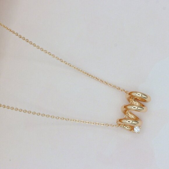 Minimal Spiral Pendant Rose Gold Necklace, XPNL0221 - Picture 12 of 13